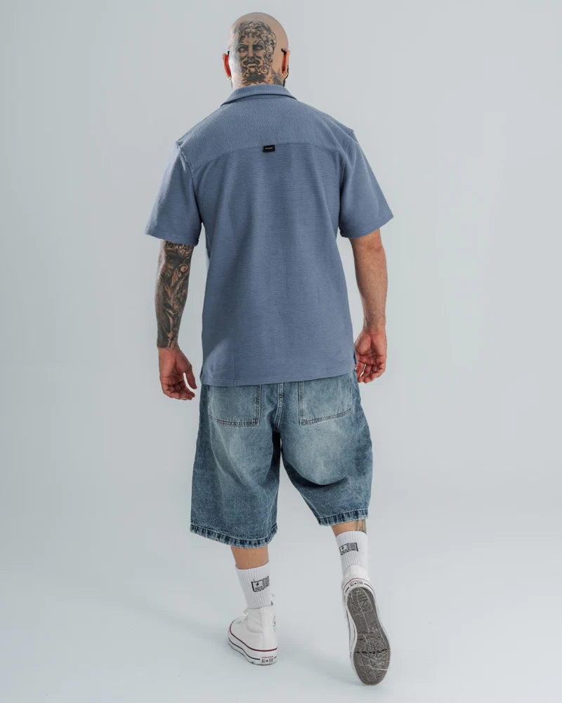 Camisa Regular Texturizada Blue Mist