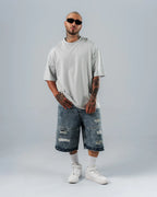 Camiseta Para Hombre Oversize Básica Gris Perla