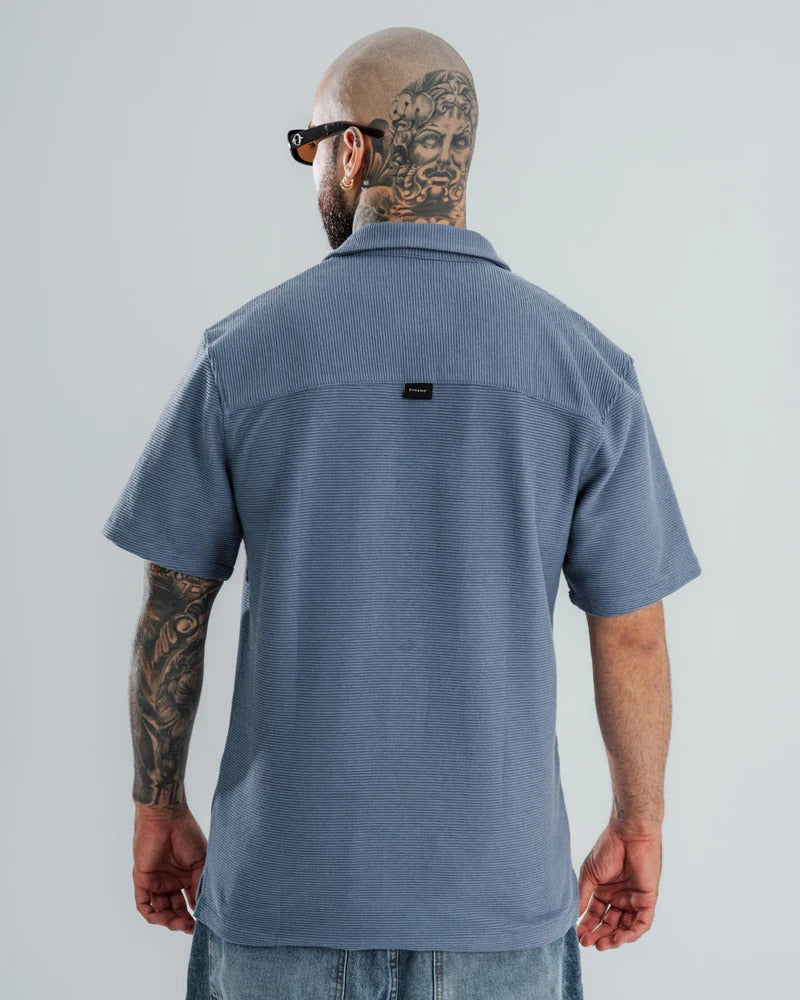 Camisa Regular Texturizada Blue Mist